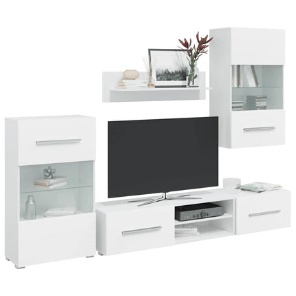 Meuble Tv Mural Avec Éclairage Led 5 Pièces