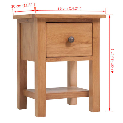 Table De Chevet 36X30X47 Cm Bois De Chêne Massif