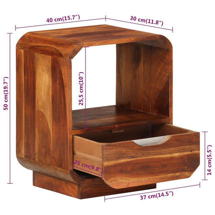 Table De Chevet Avec Tiroir Bois Massif 40X30X50 Cm