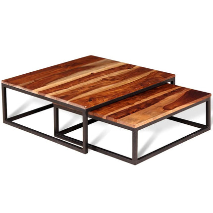 Ensemble De Table Basse Gigogne 2 Pcs Bois Massif