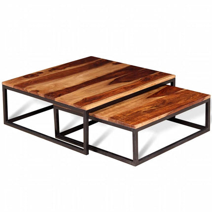 Ensemble De Table Basse Gigogne 2 Pcs Bois Massif
