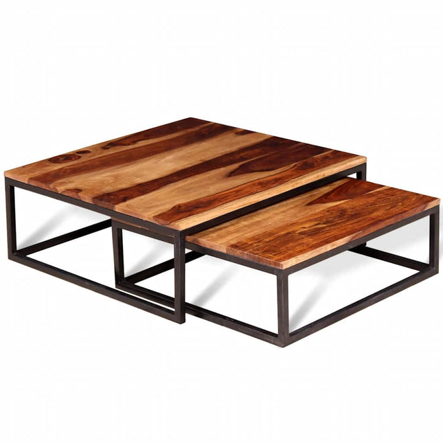 Ensemble De Table Basse Gigogne 2 Pcs Bois Massif