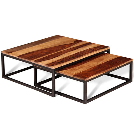 Ensemble De Table Basse Gigogne 2 Pcs Bois Massif