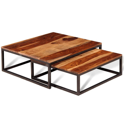 Ensemble De Table Basse Gigogne 2 Pcs Bois Massif