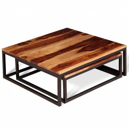 Ensemble De Table Basse Gigogne 2 Pcs Bois Massif