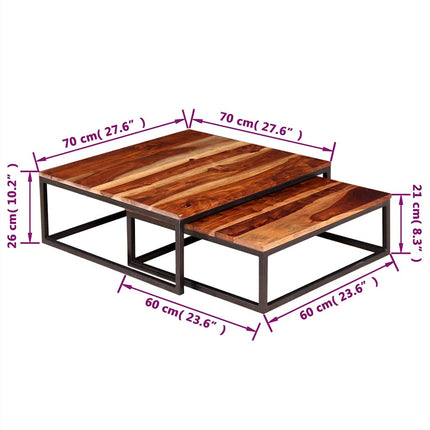 Ensemble De Table Basse Gigogne 2 Pcs Bois Massif