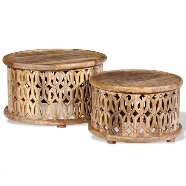 Ensemble De Table Basse 2 Pcs Bois De Manguier Massif