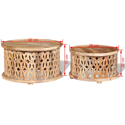 Ensemble De Table Basse 2 Pcs Bois De Manguier Massif