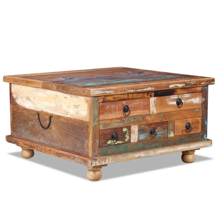Table Basse Bois De Récupération 70 X 70 X 38 Cm