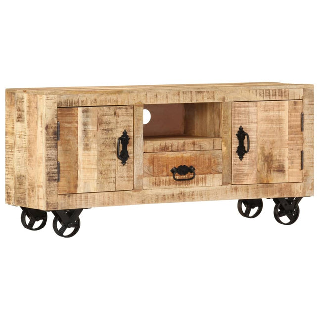 Meuble Tv Bois De Manguier Brut 110X30X 50 Cm
