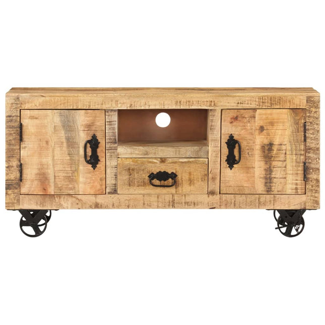 Meuble Tv Bois De Manguier Brut 110X30X 50 Cm