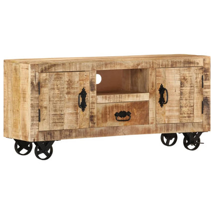 Meuble Tv Bois De Manguier Brut 110X30X 50 Cm