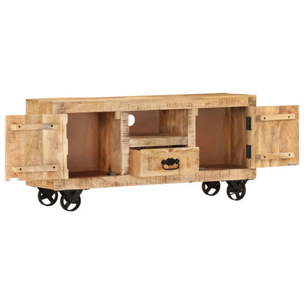 Meuble Tv Bois De Manguier Brut 110X30X 50 Cm