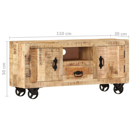Meuble Tv Bois De Manguier Brut 110X30X 50 Cm