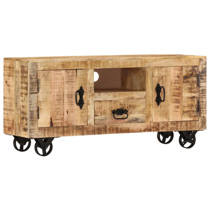 Meuble Tv Bois De Manguier Brut 110X30X 50 Cm