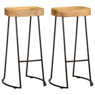 Tabourets De Bar Lot De 2 Bois De Manguier Massif