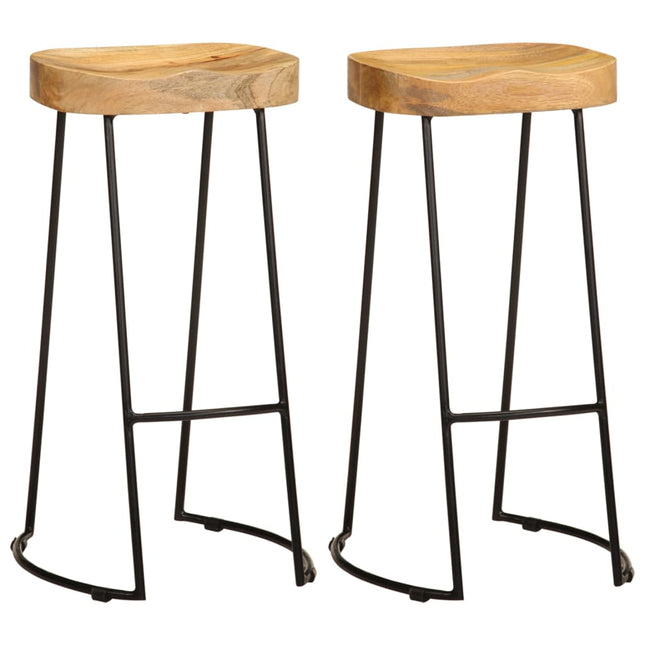 Tabourets De Bar Lot De 2 Bois De Manguier Massif