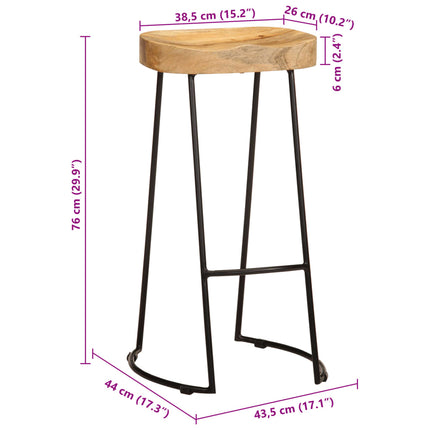 Tabourets De Bar Lot De 2 Bois De Manguier Massif