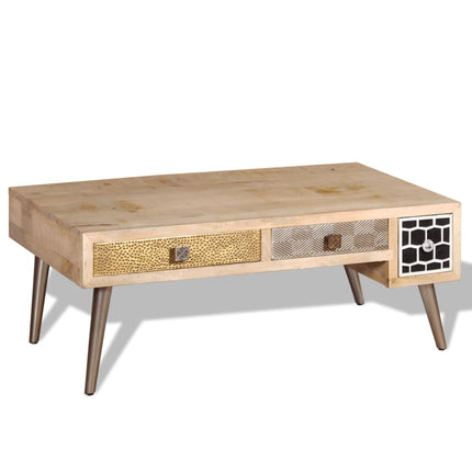 Table Basse Avec Tiroirs Bois De Manguier Massif 105X55X41 Cm