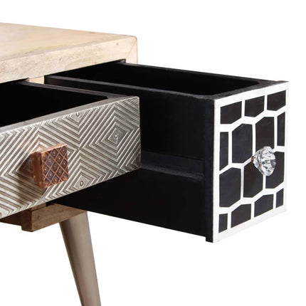 Table Basse Avec Tiroirs Bois De Manguier Massif 105X55X41 Cm