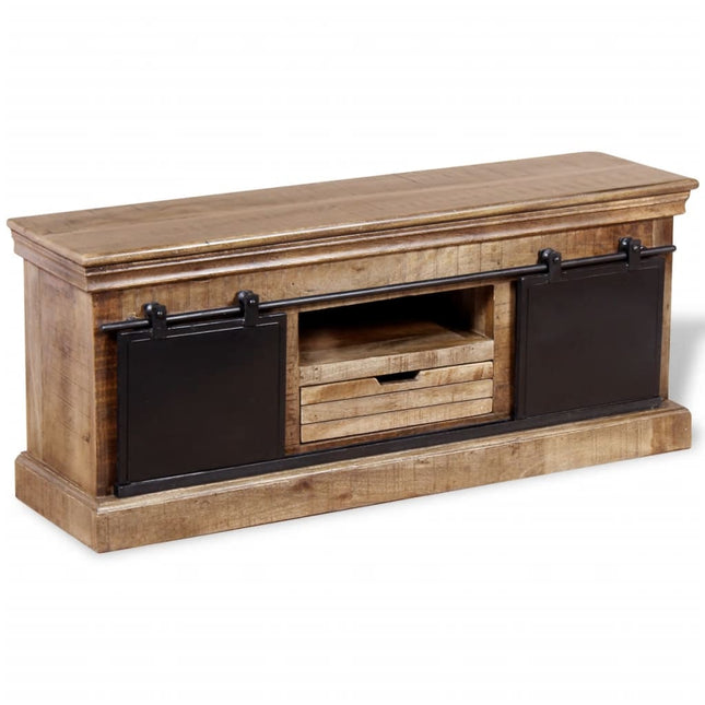 Meuble Tv Avec 2 Portes Coulissantes Bois De Manguier Massif