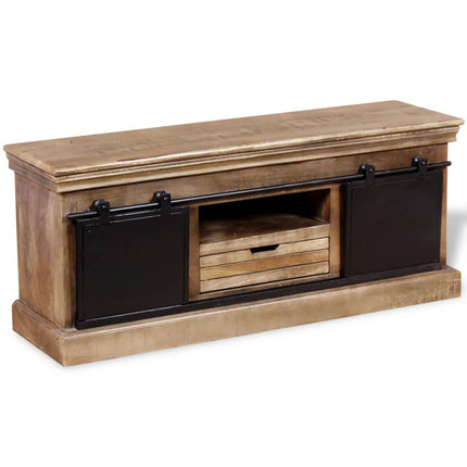 Meuble Tv Avec 2 Portes Coulissantes Bois De Manguier Massif