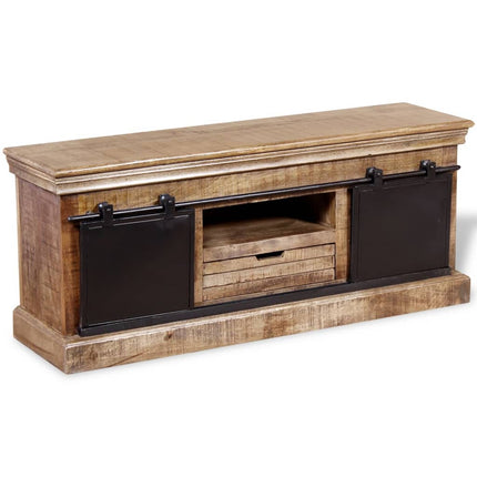 Meuble Tv Avec 2 Portes Coulissantes Bois De Manguier Massif