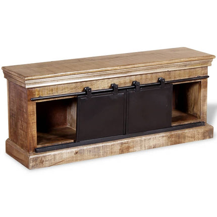 Meuble Tv Avec 2 Portes Coulissantes Bois De Manguier Massif