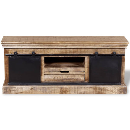 Meuble Tv Avec 2 Portes Coulissantes Bois De Manguier Massif