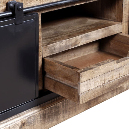 Meuble Tv Avec 2 Portes Coulissantes Bois De Manguier Massif
