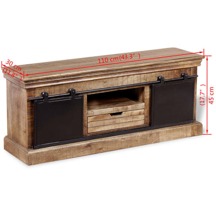 Meuble Tv Avec 2 Portes Coulissantes Bois De Manguier Massif