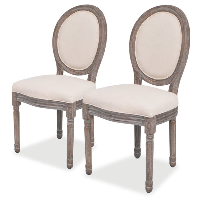 Chaises À Manger Lot De 2 Crème Tissu
