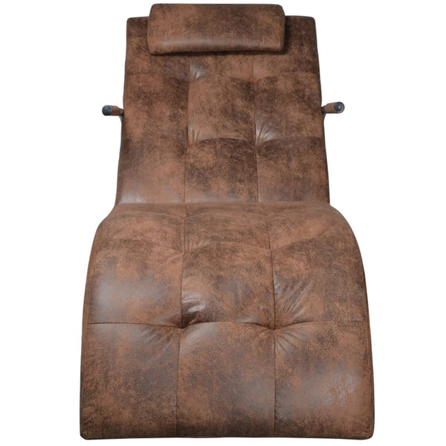 Chaise Longue Avec Oreiller Tissu Daim
