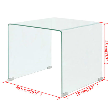 Table Basse 49,5 X 50 X 45 Cm Verre Trempé Transparent