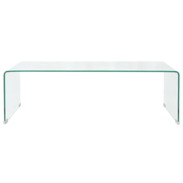 Table Basse 98X45X30 Cm Verre Trempé Transparent