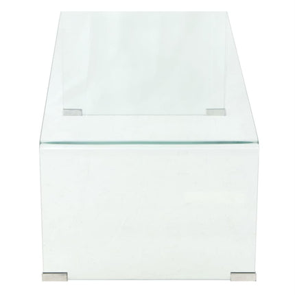 Table Basse 98X45X30 Cm Verre Trempé Transparent