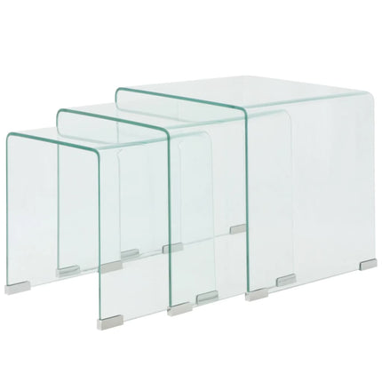 Ensemble De Tables Gigognes 3 Pièces Verre Trempé