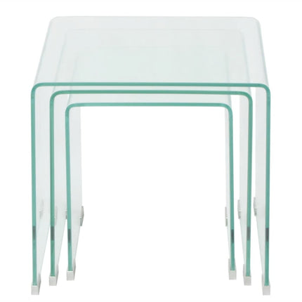 Ensemble De Tables Gigognes 3 Pièces Verre Trempé