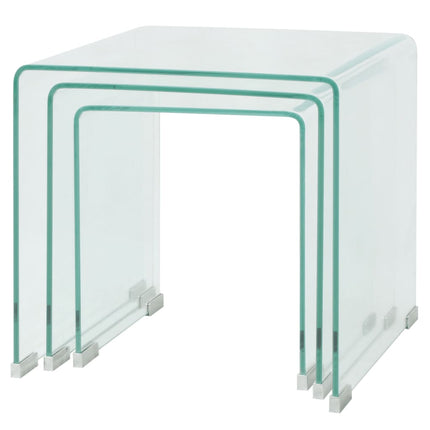 Ensemble De Tables Gigognes 3 Pièces Verre Trempé