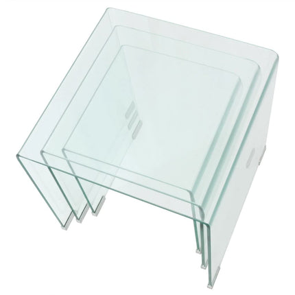 Ensemble De Tables Gigognes 3 Pièces Verre Trempé