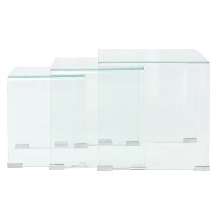 Ensemble De Tables Gigognes 3 Pièces Verre Trempé