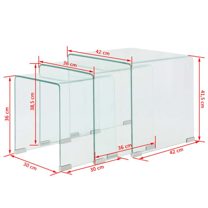 Ensemble De Tables Gigognes 3 Pièces Verre Trempé