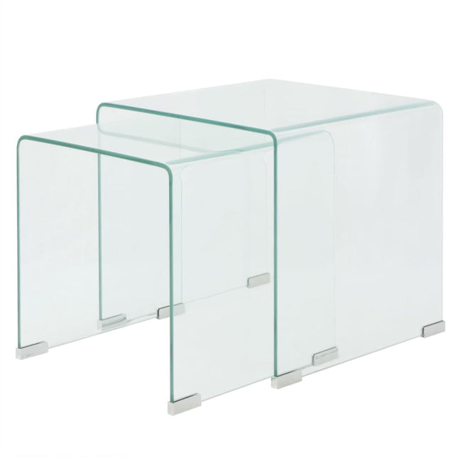 Ensemble De Tables Gigognes 3 Pièces Verre Trempé