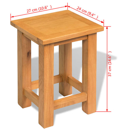 Table D'appoint 27 X 24 X 37 Cm Bois De Chêne Massif Vert