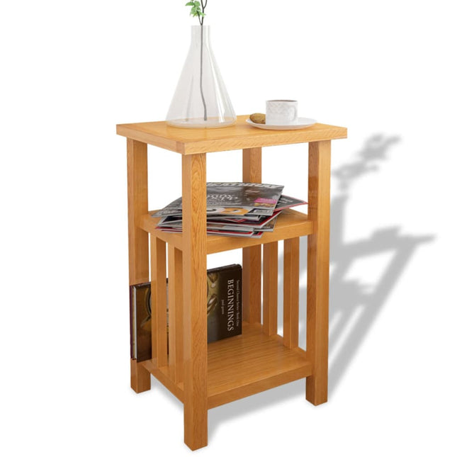 Table D'appoint Avec Étagère À Revues Chêne Massif 27X35X55 Cm Vert