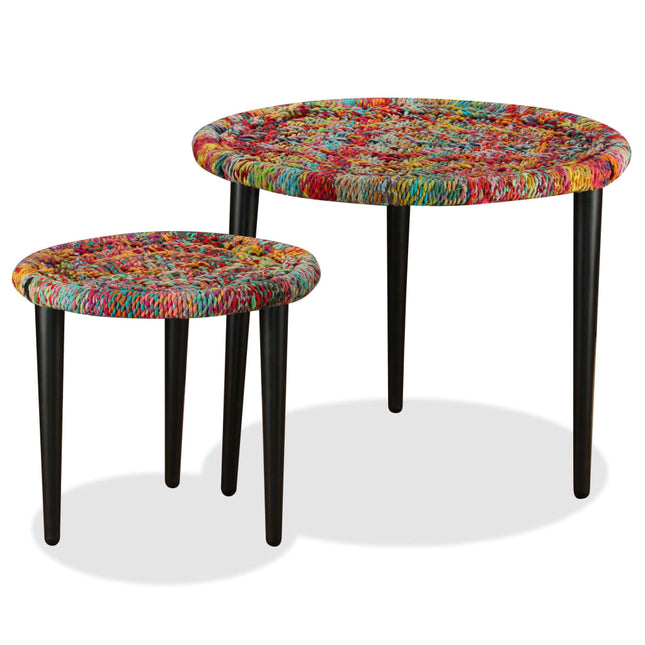 Table Basse 2 Pcs Détails Tissés Chindi
