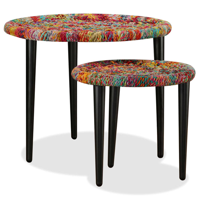 Table Basse 2 Pcs Détails Tissés Chindi