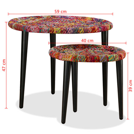 Table Basse 2 Pcs Détails Tissés Chindi
