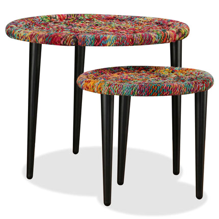 Table Basse 2 Pcs Détails Tissés Chindi