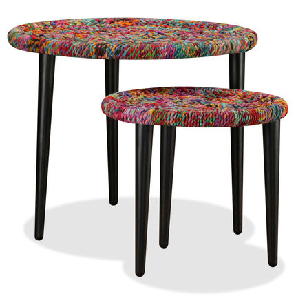 Table Basse 2 Pcs Détails Tissés Chindi